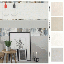 LUNGE Bianco / Grigio: Μπάνιου Γυαλιστερά 20x50cm